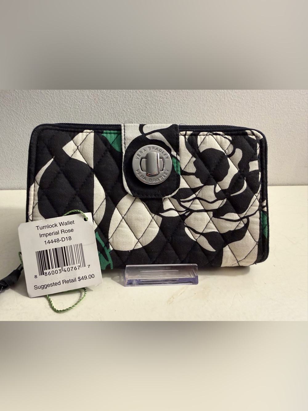 Vera Bradley Turnlock Wallet in the pattern Imperial Rose